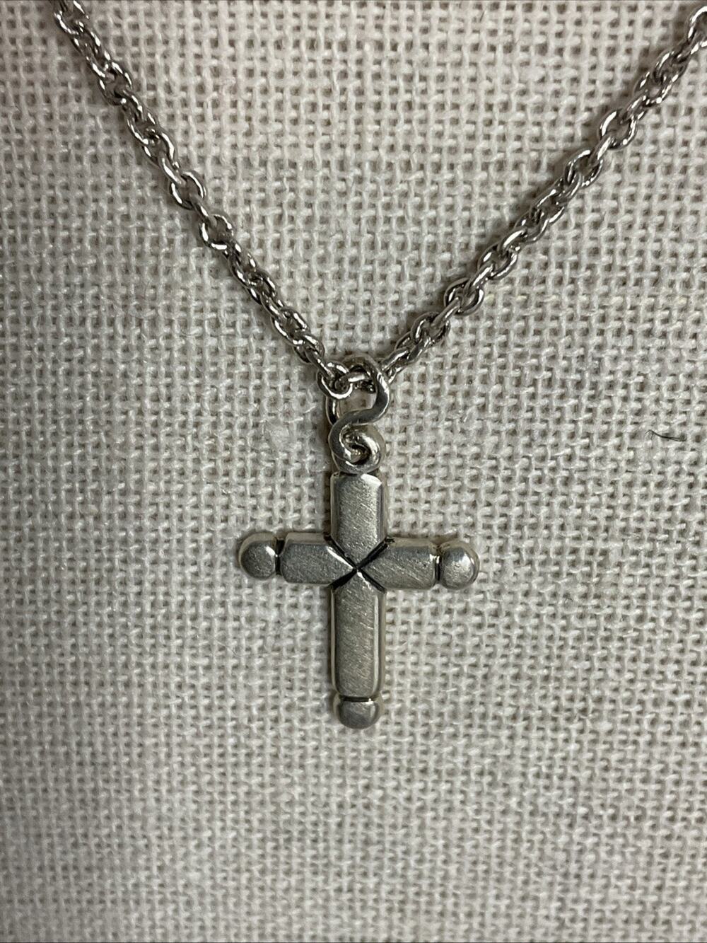 VTG VINTAGE JAMES AVERY STERLING SILVER PLAIN LATIN CROSS & CHAIN